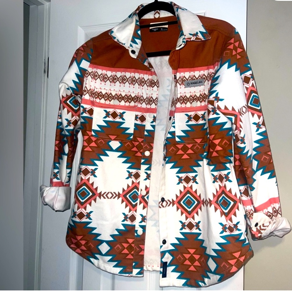 Magellan Aztec/Sw Geometric Patterned Jacket Only… - image 1